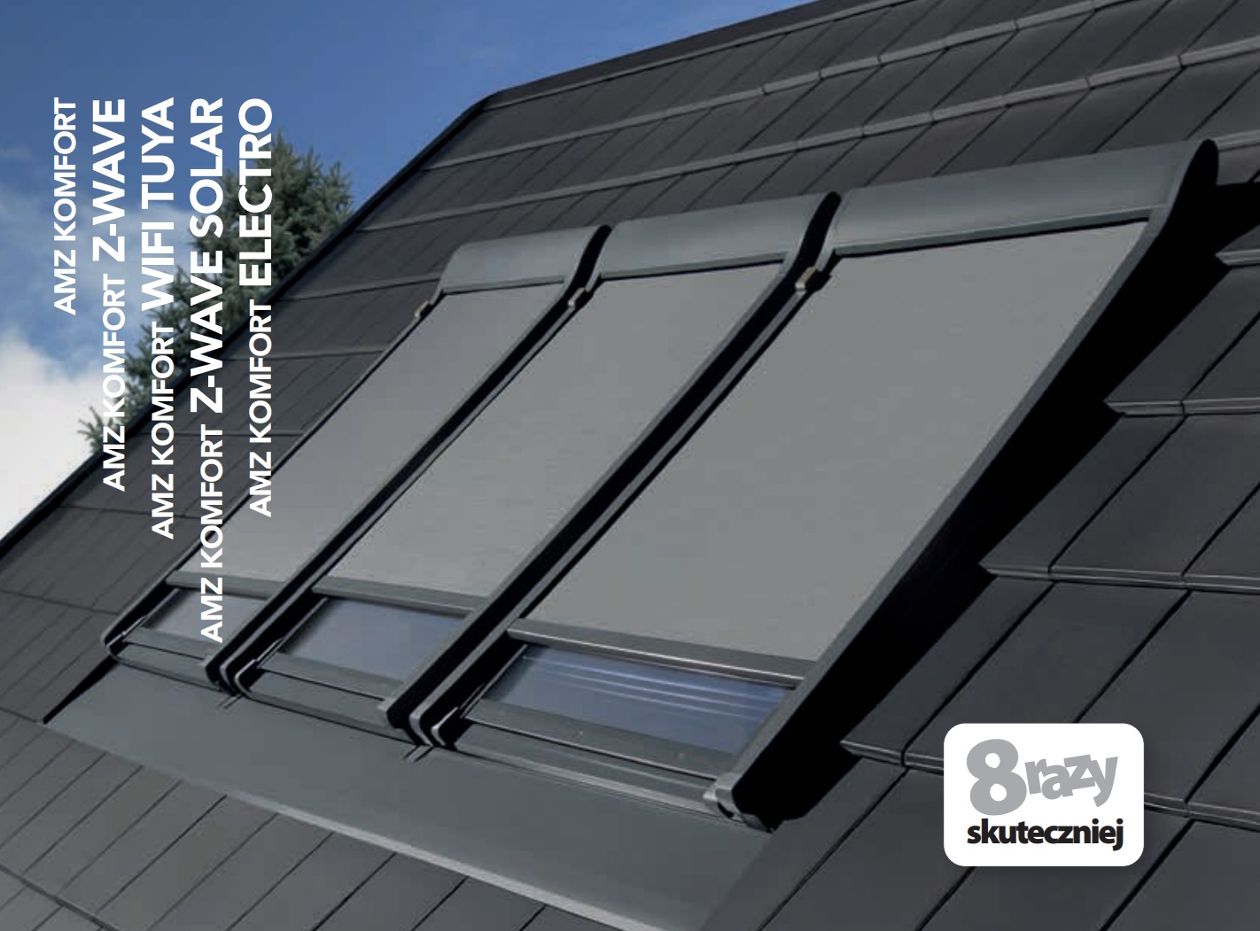 Markiza FAKRO AMZ KOMFORT Solar antracyt RAL 7016 — linia GreenView